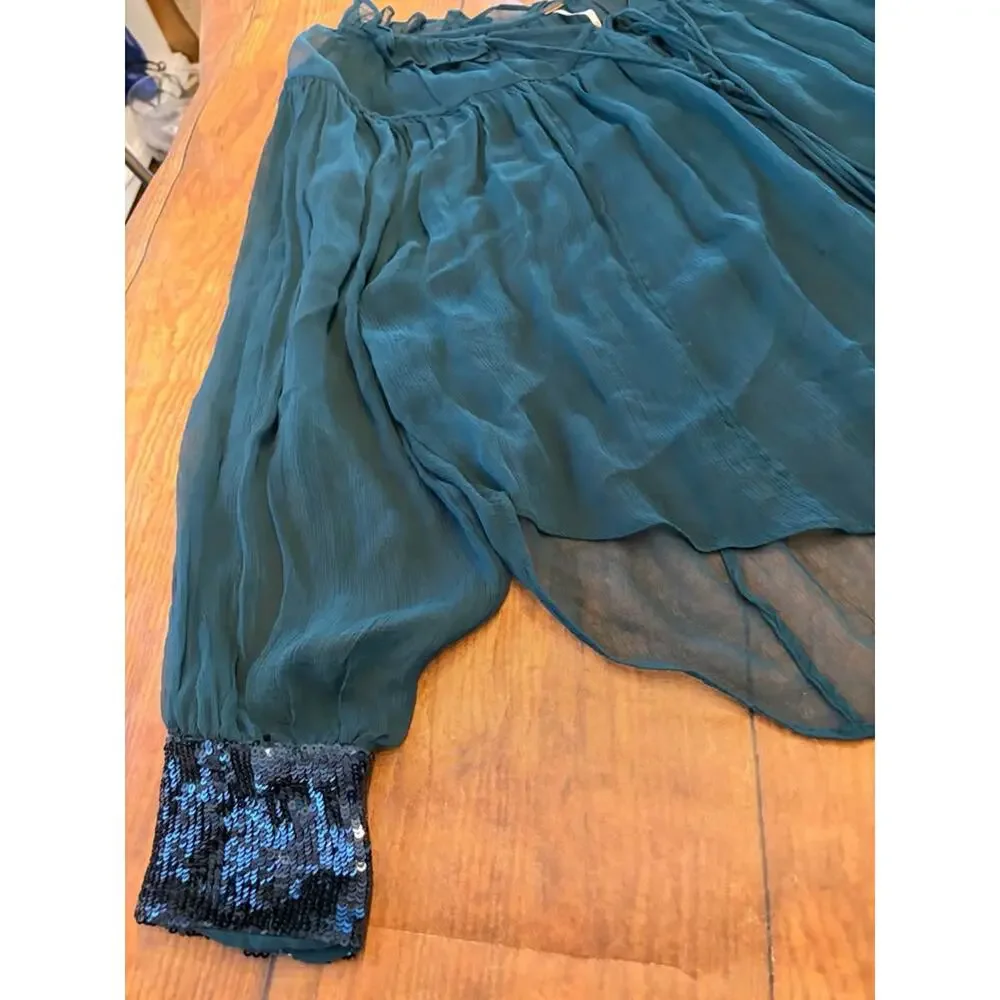 Sz XS - Free People Boho Sheer Sequin Top‎